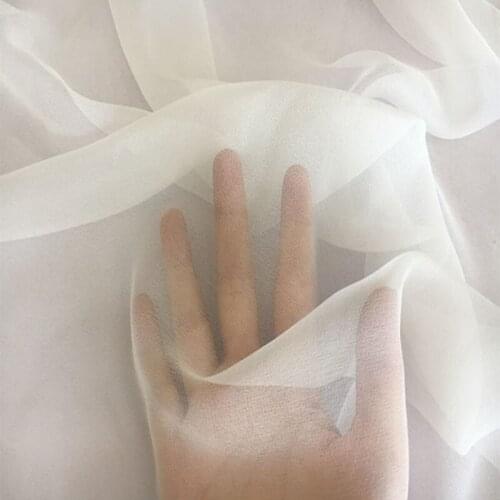 3.5 mm Silk Tulle 15 meters Thin Silk Gauze Fabric 100% mulberry silk Off White color 35'' width 15 meters small wholesale