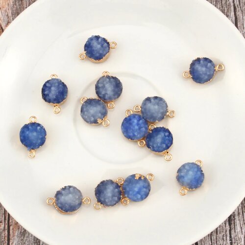 2pcs 13mm Blue Irregular Round Resin Bracelet Connector Finding Diy Necklace Choker Pendant Handmade Jewelry Accessories F85