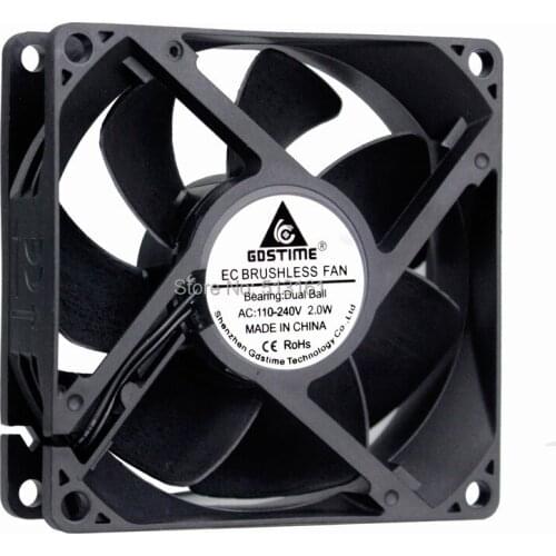 2 Pieces Gdstime 80mm AC 110V 115V 120V 220V 240V Fan 80mm x 25mm 8cm EC Brushless Cooling Cooler Fan Axial Fan