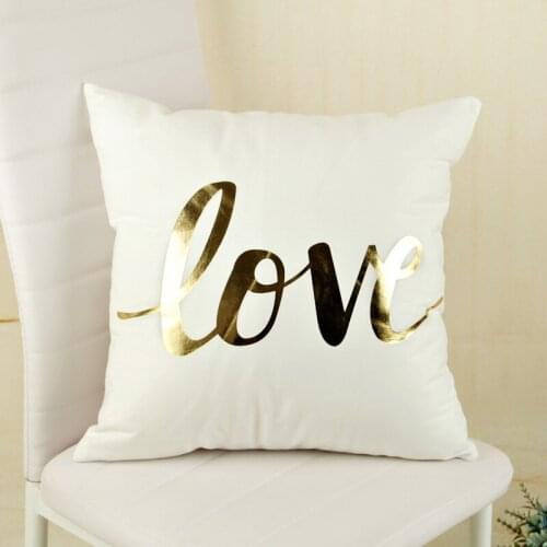 2019 Gold letter Bronzing Pillow Cases Luxury Geometric Pineapple Cotton Pillow Case White Bedroom Home Office Decorative