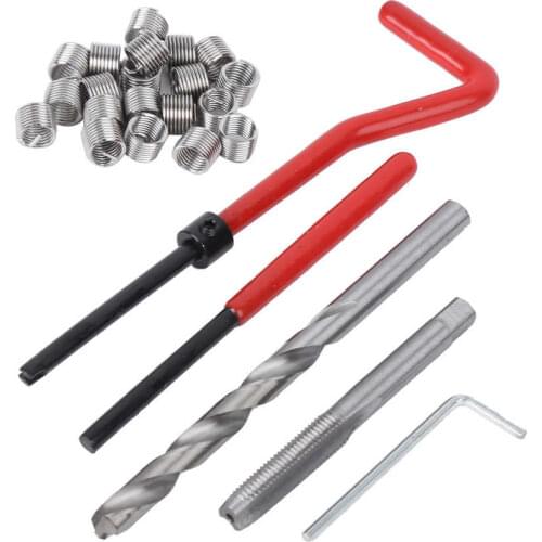 25Pcs M7 Thread Repair Insert Kit with Transparent Plastic Box Thread Repair Tool for Processing Machinery