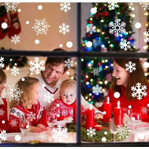 27pcs/lot White Snowflake Christmas Wall Stickers Glass Window Sticker Christmas Decorations for Home New Year Gift Navidad 2021