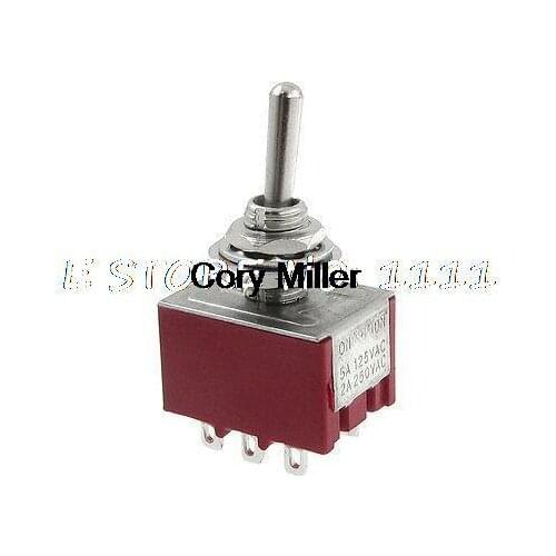 2A/250VAC 5A/125VAC on-on 2 Position 3P2T 3PDT 9 Solder Terminals Toggle Switch