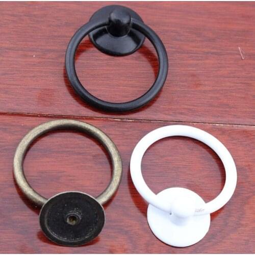 52mm*43mm white black bronze drop rings drawer cabinet knobs pulls vintage furniture door handles