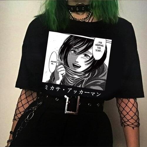 Anime Attack on Titan Funny T-shirt Men Women O Neck Harajuku Mikasa Manga Tops Tee Unisex