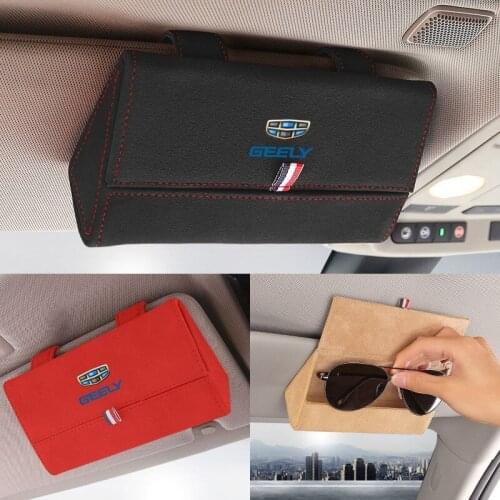 Car Sunshade Glasses Box Sun Visor Storage Box For Geely EMGRAND Atlas Coolray EC7 EC8 GS GC2 GC5 GC6 GC7 GX2 Accessories