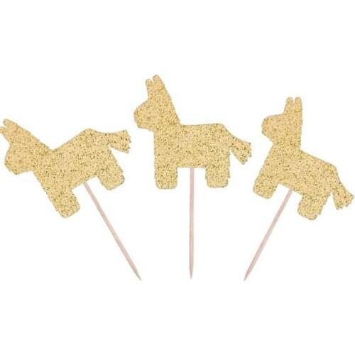 Glitter Mexican Fiesta Cinco de Mayo cupcake toppers wedding birthday party decoration doughnut food treat fruit toothpicks