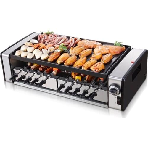 Household Electric Grill Barbecue Machine Korean Barbecue Skewers Automatic Rotating Grill 10 Skewers