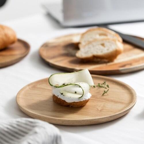 Wood Plate Whole Acacia Wood Fruit Dishes Wooden Saucer Tea Tray Dessert Dinner Breakfast Plate Tableware Set #5