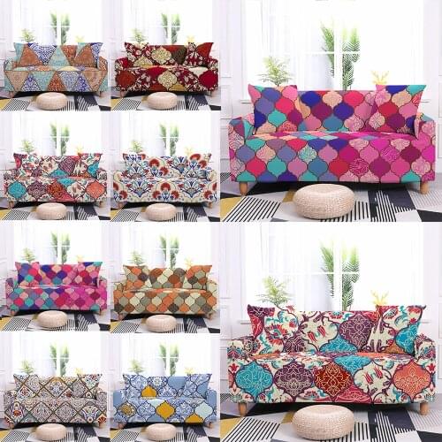 1/2/3/4 Seater Elastic Sofa Cover European Bohemian Slipcover For Living Room Furniture Protector Mandala Stretch Couch Cover