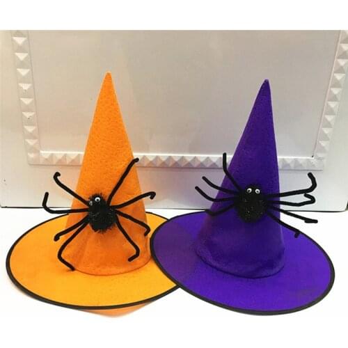 Halloween Witch Hat Decoration Ghost Festival Masquerade Dance Non Woven Spider Wizard Hat Cosplay Props Hat