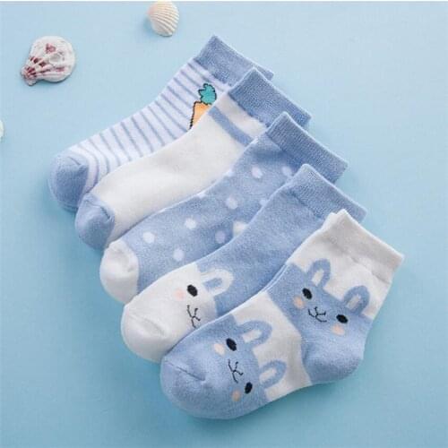 Newborn Boys Girls Fashion Cotton Socks Baby Cute Toddler Keep Warm Socks Children Solid Sports Socks Kids Clothing 5pairs/set
