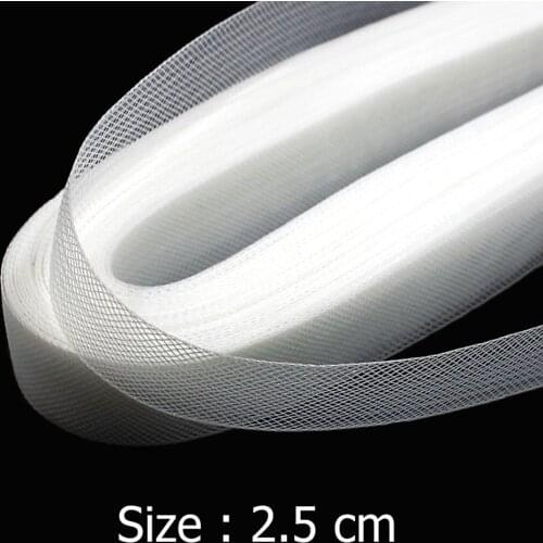 [IuBuFiGo] 1"(2.5cm) Flat Stiff Plain Crins Horsehair Hard Crinolines Braid For Dress Making 100yard/lot #2Color