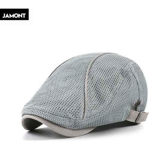 2021 Summer Men Mesh Caps Breathable Newsboy Hat Outdoor Gorror Hombre Boina Golf Hat Fashion Solid Flat Cap for Male