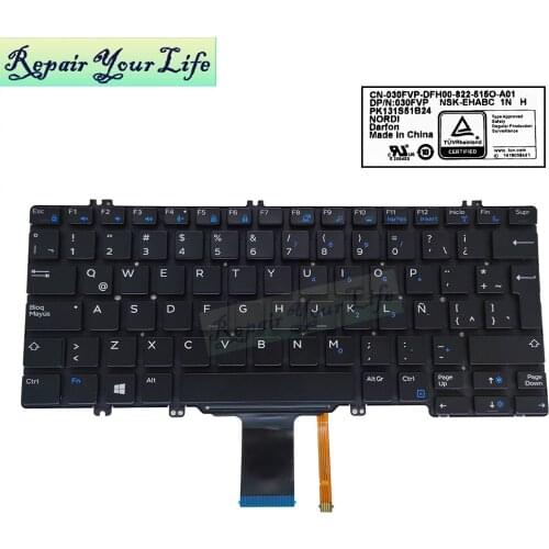 Latin Backlit Keyboard for DELL Latitude 5280 5290 5289 7280 7380 7290 Fit SP ES LA Spanish Keyboards PK131S53B22 W6T39 0W6T39