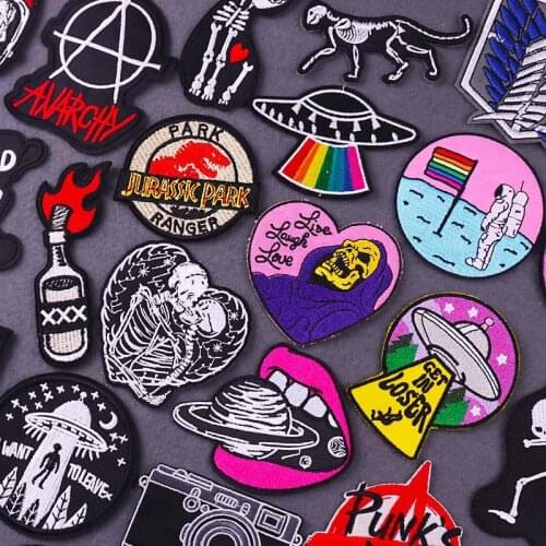 Space UFO Patch Embroidered Patches for Clothing thermoadhesive patches Iron on Patches For Clothes Parches Punk Stripes Badges