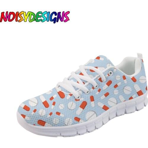 NOISYDESIGNS 3D Cartoon Nurse Bear Prints Flats Shoes Lace Up Sneakers for Teenage Girls Brand Design Woman Spring/Autumn