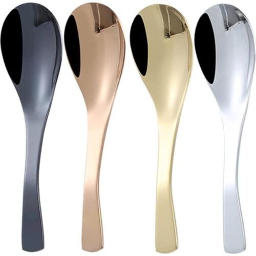 Soup Spoon Black Gold Mental Stainless Steel Kitchen Restaurant Dinner Tableware Rice Dessert Spoons Dinnerware High Quality New