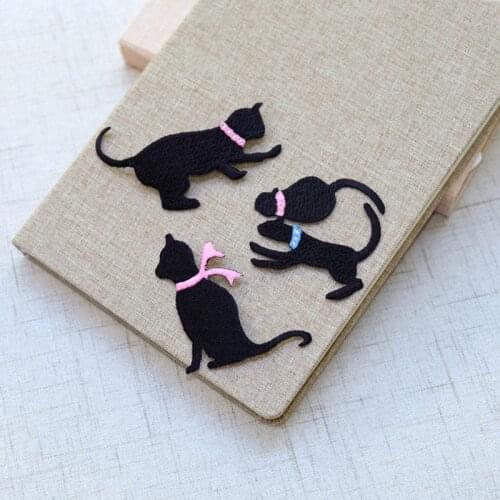 Small black cat patches for clothing badges on clothes iron on patches embroidery patch applique cute stickers for clothes