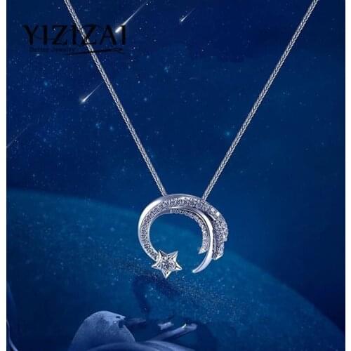 YIZIZAI Fashion SilverPlating Meteor with Cubic Zircon Pendant Necklace Womens Necklace Girls Lucky Gift Jewelry