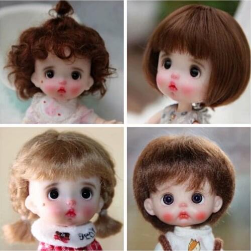 OB11 doll wig suitable for BJD 1/8 size fashion new everything cute air bangs short hair mohair fine short hair brown and black