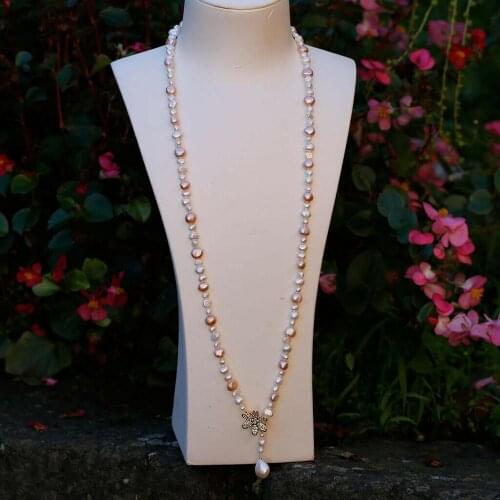 Selling white pink purple baroque freshwater pearl long 80cm necklace pearl pendant fashion jewelry