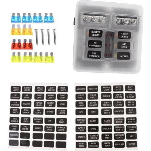 6 Way Fuse Box Portable Automobile With LED Indicator is Suitable For Car Boat Marine Bus Tricycle RV Van