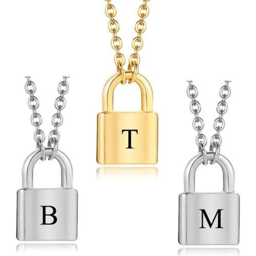 Dropshipping Unisex New Punk Lock Necklace Stainless Steel Padlock Pendant Gold And Silver Color Charm Jewelry