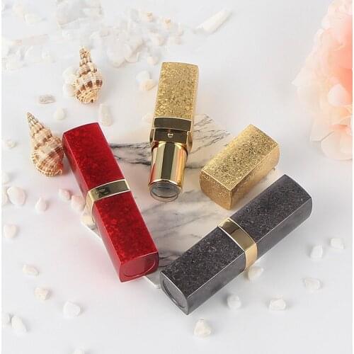 DIY Empty Lipstick Tube Luxury Black Gold Sequin Diamond Lip Balm 12.1mm Square Tube Refillable Bottles for Makeup Product 20pcs