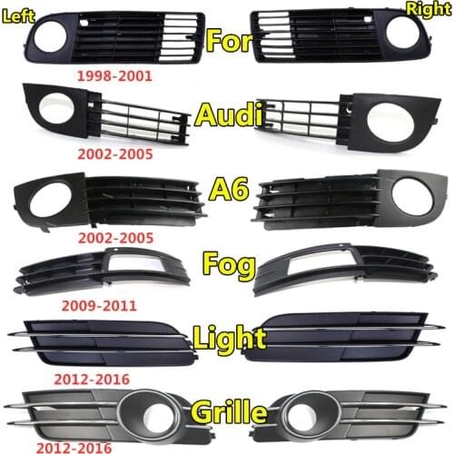 2pcs Fog Lamp Cover Facelift Car Front Lower Bumper Fog Light Grilles For Audi A6 C5 A6L Avant 1998 ABS Replacem Racing Grills