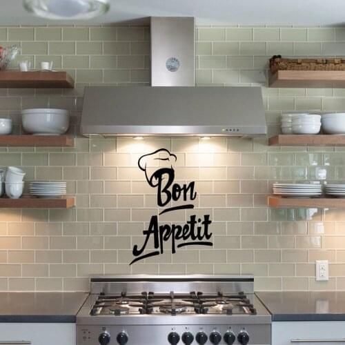 Bon Appetit Chef Hat Wall Decal Removable Kitchen Wall Art Sticker Vinyl Lettering Decals House Wall Decoration French G886