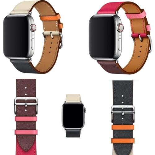Series 6/5/4/3/2/1 100% Genuine Leather strap for Apple Watch band se Single Tour Bracelet 38mm 42mm 40 44