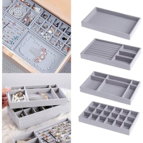 4Pcs Stackable Jewelry Tray Ring Necklace Storage Organizer Bracelet Watch Display Jewelry Storage for Drawer Dresser