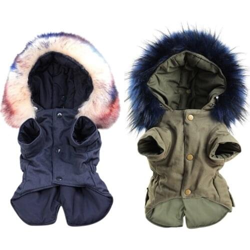 Warm Winter Dog Clothes Fur Dog Coat Hoodies For Small Medium Dog Windproof Pet Clothing Fleece Lined Puppy Jacket S-2XL