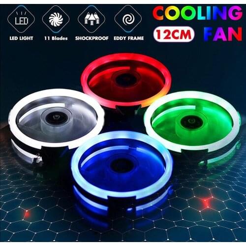 120mm Cooling Fan PC Computer Fan Quad 4 LED Light PC Computer Case Cooling Fan Mod Quiet Molex Connector Easy Installed Fan 12V