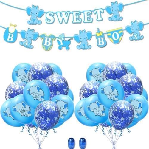 1 Set Baby Shower Party Balloons Elephant Latex Balloon Pink Blue Confetti Balloons Kids Birthday Party Balloons Decoration