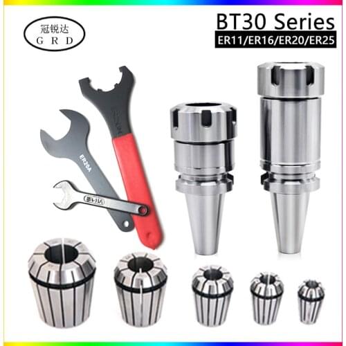 7pcs high precision BT30 ER11 ER20 ER25 knife shank 3.175 4mm 6mm 8mm 10mm chuck wrench CNC machining center spindle tool holder