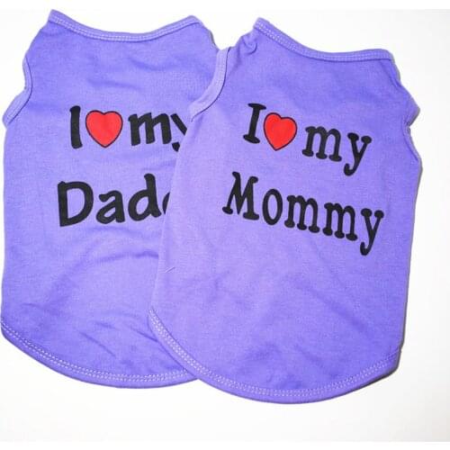 I Love My Mom Cheap Small Dog Clothes Summer I Love My Mommy Honden Kleding French Bulldog French Bulldog Puppy Letters Costume