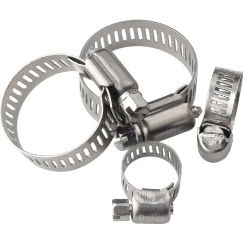 50PCS/lot 304 Stainless Steel Drive Hose Clamp Adjustable Fuel Line Pipe Worm Gear Clip Clamp Tube Fasterner B Width 8mm