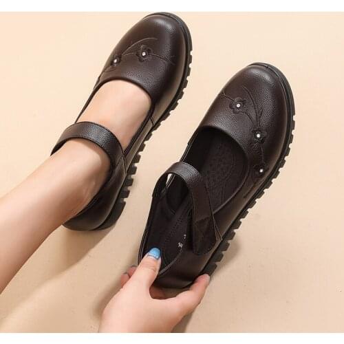 Women Casual Shoes Size 42 2021 Newest Genuine Leather Massage Anti-Odor Female Flats Summer Comfort Breathable Womans Loafers