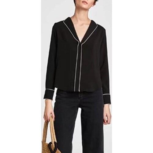 Women Tops Special Offer Korean Zanzea Single 2019 Spring New Pattern Two Color Shirt Jacket Ma'am Hit Piping Chiffon Smock