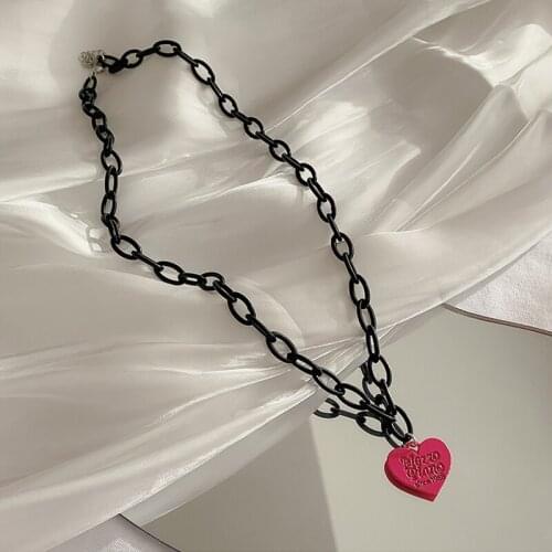 1PC Women Love Pendant Heart Necklace Sweet Letter Hip-hop Personality Design Fashion Alloy Necklace