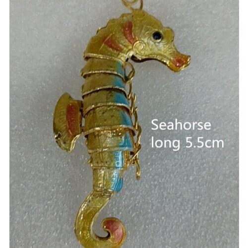 10pcs Fancy Enamel Filigree Animal Seahorse Charms Pendants DIY Jewelry Making Earrings Necklace Key chain Cloisonne Accessories
