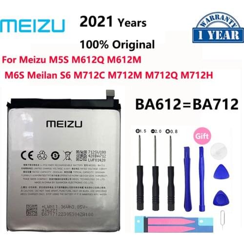 100% Original 3000mAh Battery For Meizu M5S 5S BA612 M612 Series / BA712 M6S 6S Meilan S6 M712 Series Phone Batteries Bateria