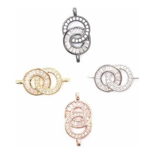 12*22mm Donuts micro pave cz zircon cubic zirconia beads DIY Copper necklace charm bracelet connectors ggg3