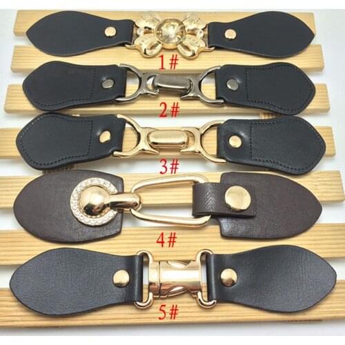 2 Pairs/lot High-grade Multi-usage Buckles button for Fur Coat Diy Pu Metal Combined Buttons for Overcoat Bags Shoes Decoration