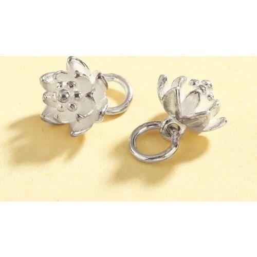 2pcs/lot 925 Sterling Silver Craft Flower Pendant For Women Earrings Making Findings 9x9mm Hand Made Jewelry Charms With Loop