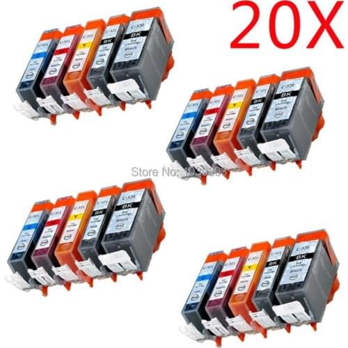 20 X W/Chip PGI520 CLI521 Compatible ink cartridge For canon IP3600 / IP3680 / IP4600 / IP4680 / IP4760 printer