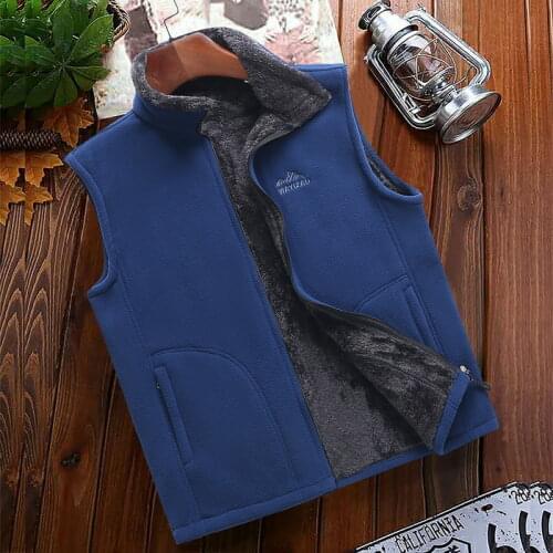 2021 Mens Spring and Autumn Fleece Stand Collar Vest Polar Fleece Outdoor Warm Keeping Sports Vest