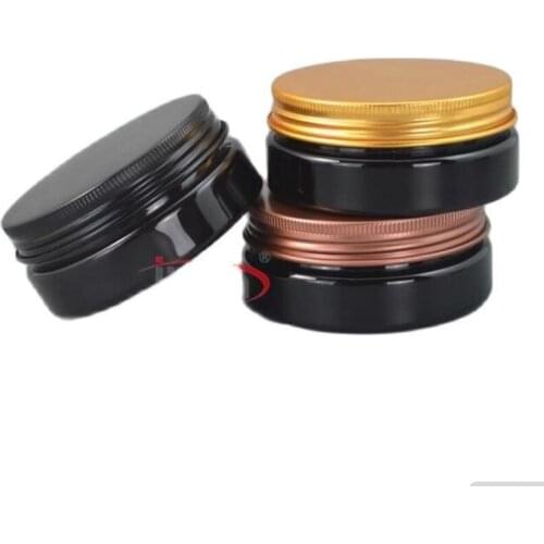 50 grams black PET Jar,Cosmetic Jar 50g black jar with gold/bronze/black aluminum Lid Make up Packaging Beauty Salon Equipment